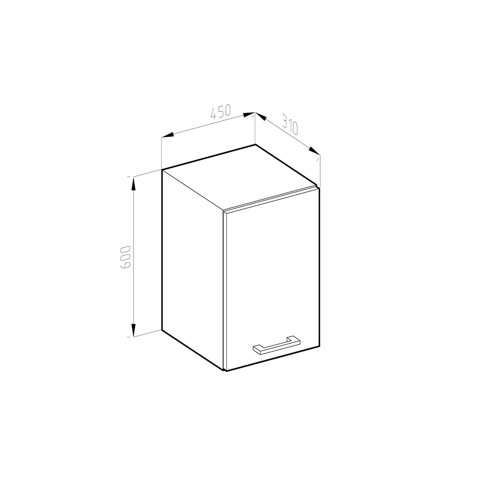 Vicco Pensile da cucina Bianco 45 cm Forma a J
