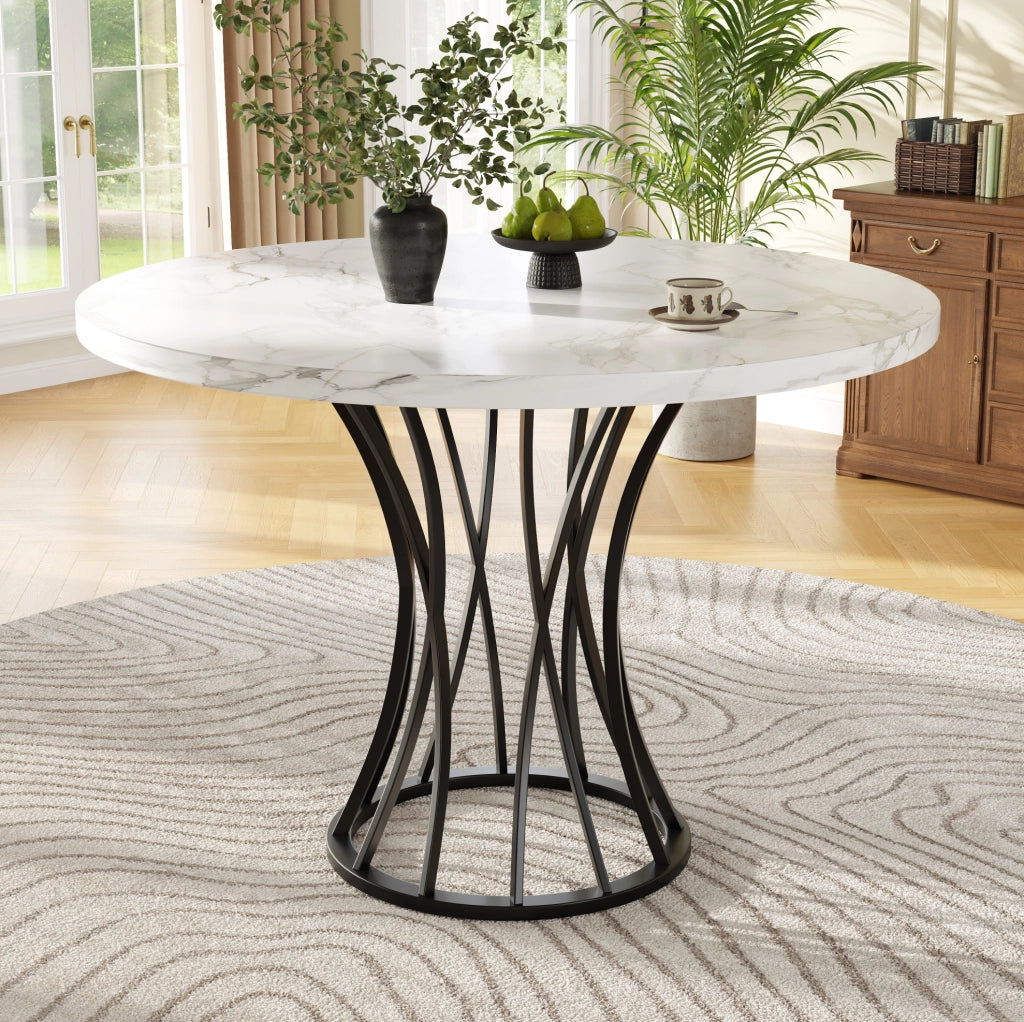 Tavolo da pranzo rotondo 80 x 80 x 76 cm in MDF e metallo; nero
