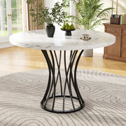 Tavolo da pranzo rotondo 80 x 80 x 76 cm in MDF e metallo; nero