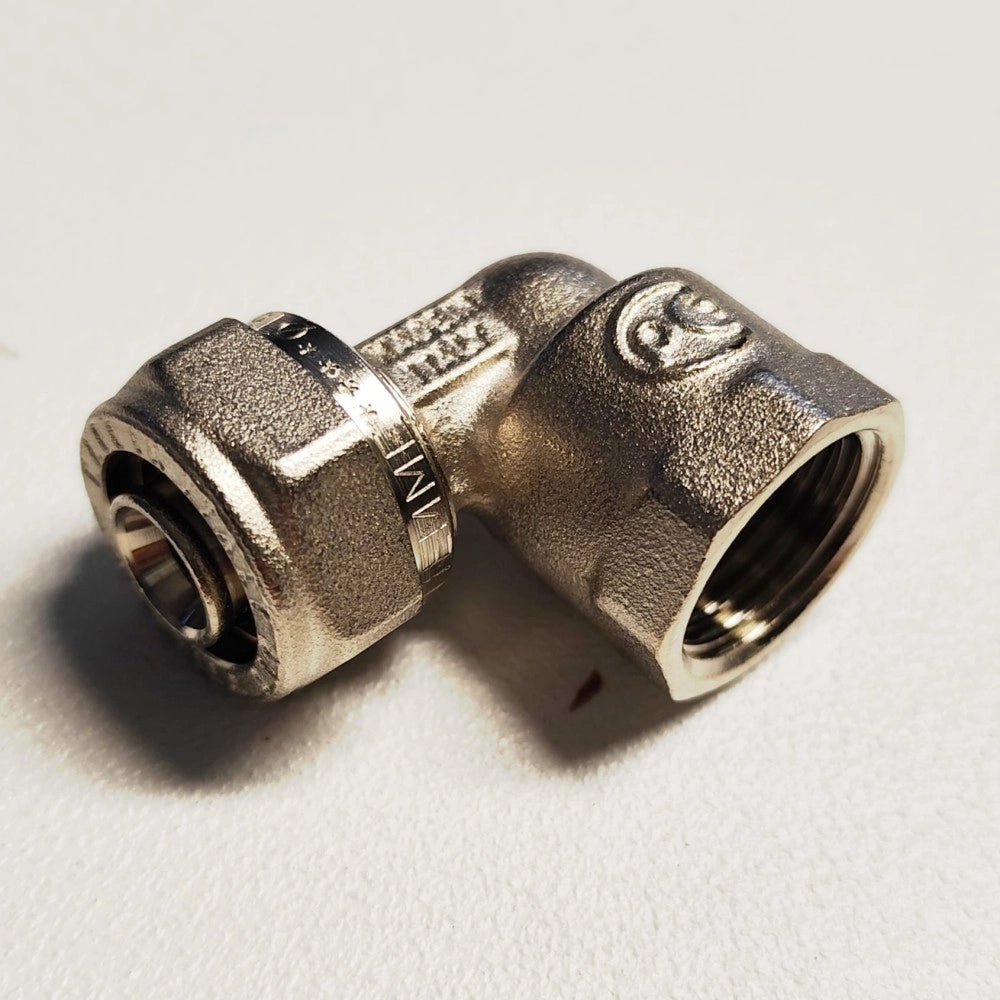 Raccordo 20x1/2'' curvo gomito f femmina a stringere per tubo multistrato