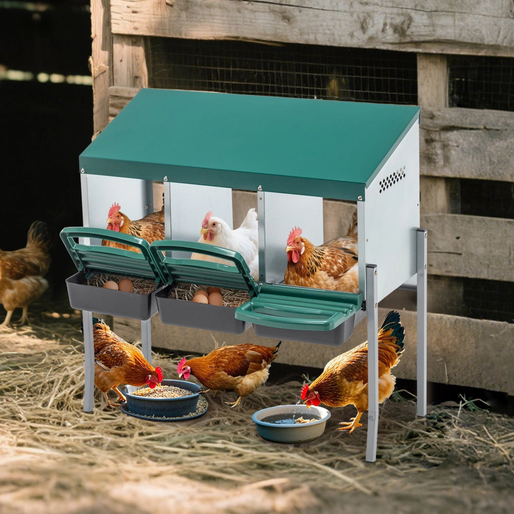Nido per Galline con 3 Scomparti e Gambe ¨C MINIMAL ¨C Verde, per Esterno