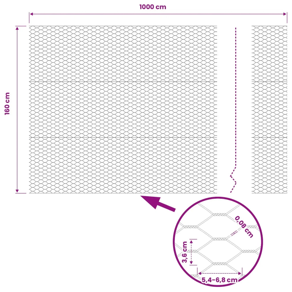 Recinzione Esagonale Grigio 1,6 x 10 m PVC 42005511