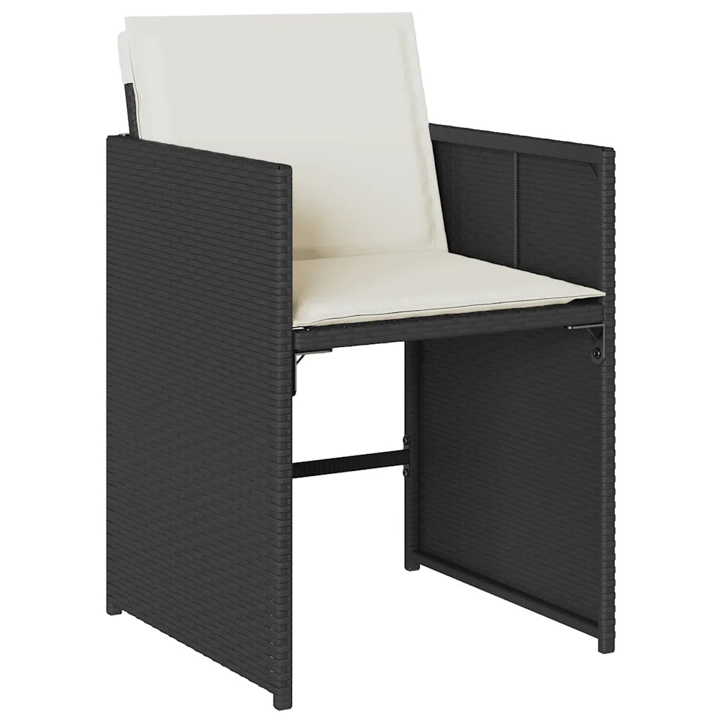 Set da Pranzo da Giardino 13pz con Cuscini Nero in Polyrattan 3211218
