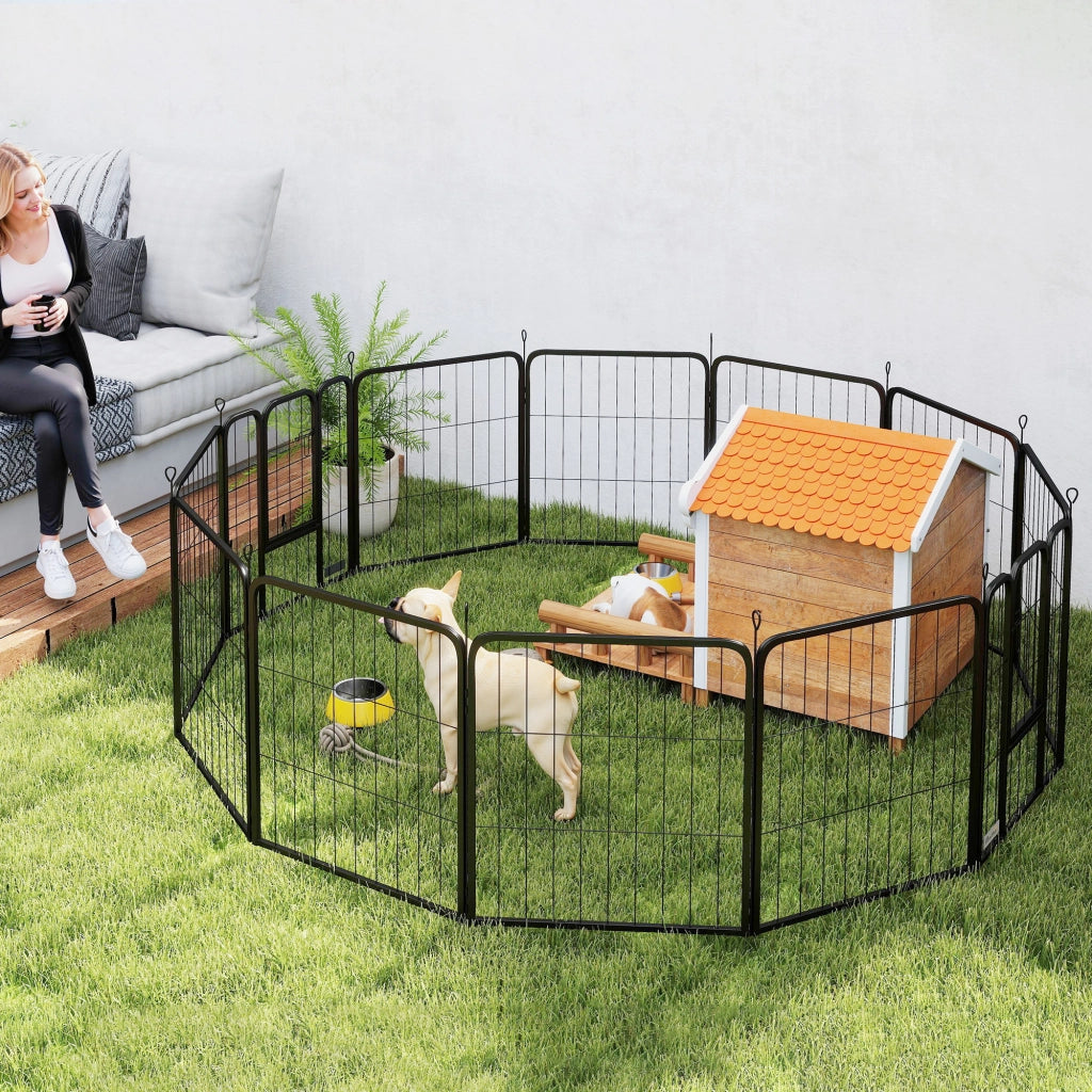 Recinto per cani 12 panelli ¨C zephmum ¨C modulabile pieghevole 68x80 nero