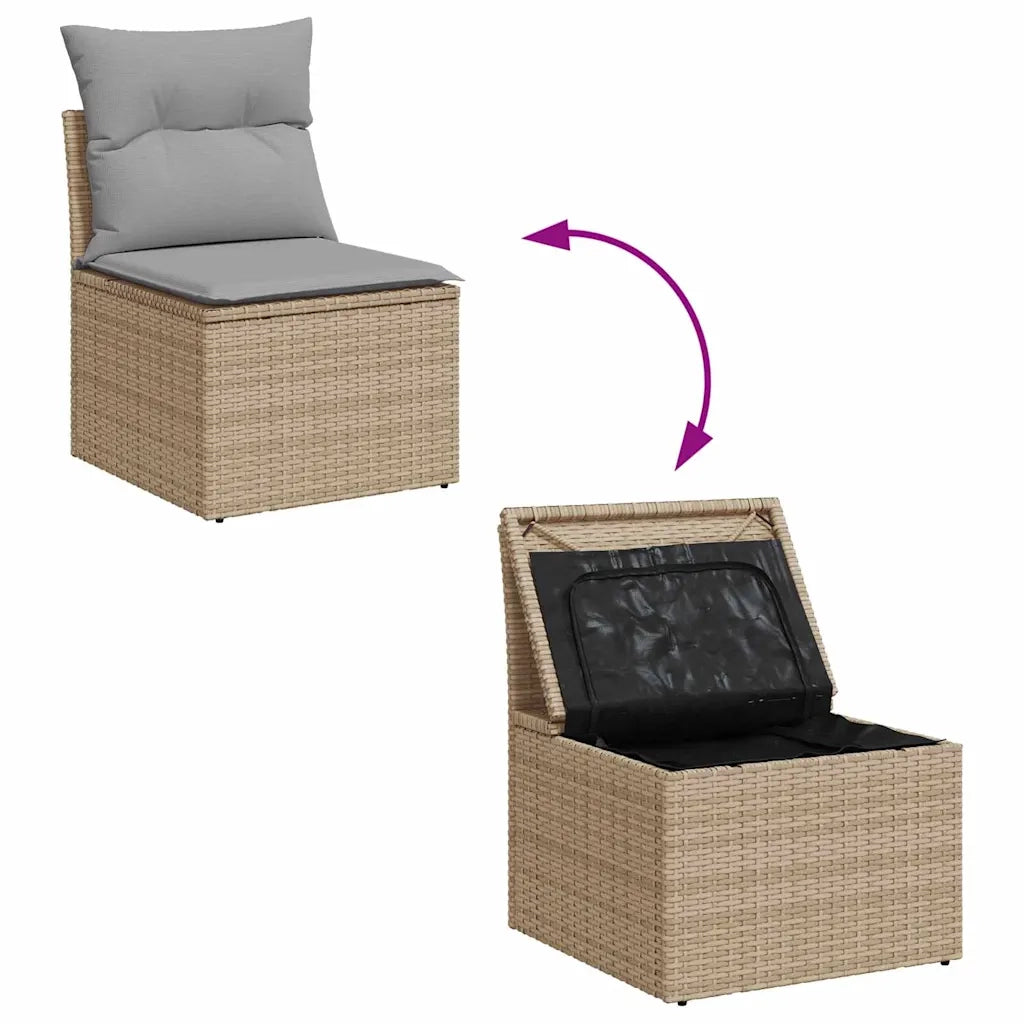 Set Divano da Giardino 9 pcs Beige Poly Rattan 3356720