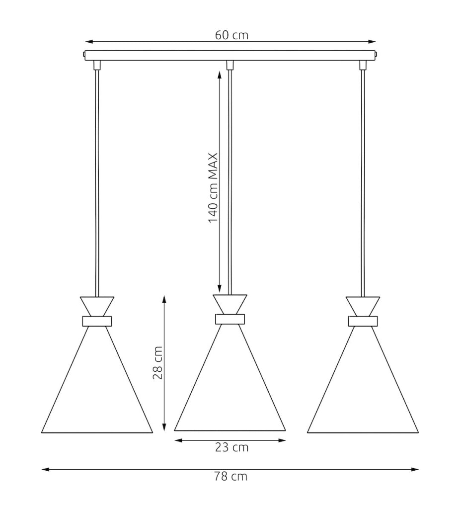 Lampada a sospensione ZERO nera 3xE27 legno Emibig