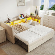 Divano letto - Xylo - 90/180x190 cm LED USB beige