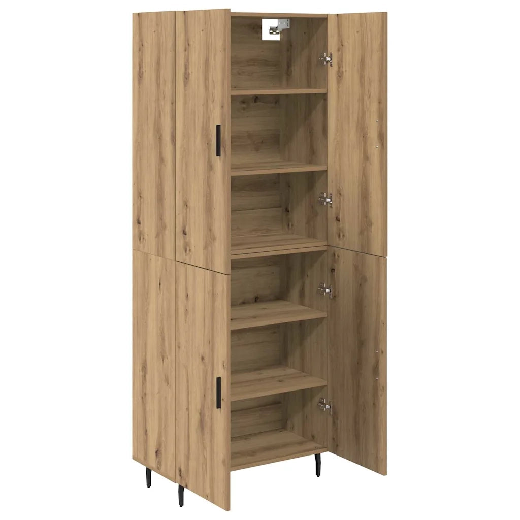 Credenza 2 pcs Rovere artigianale Legno Stratificato e Vetro 3415876