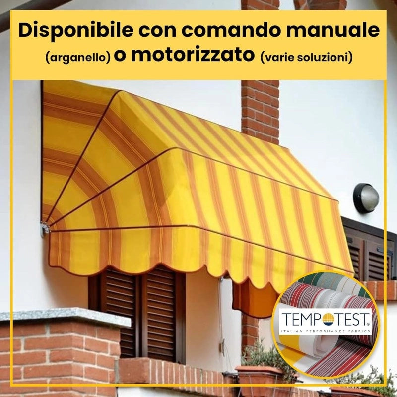 Tenda Sole Cappottina 5 Raggi, Telo PVC Crema, Larghezza 1,50 x Sporgenza 1,40, UV-Resistente, Impermeabile - Giardino, Balcone