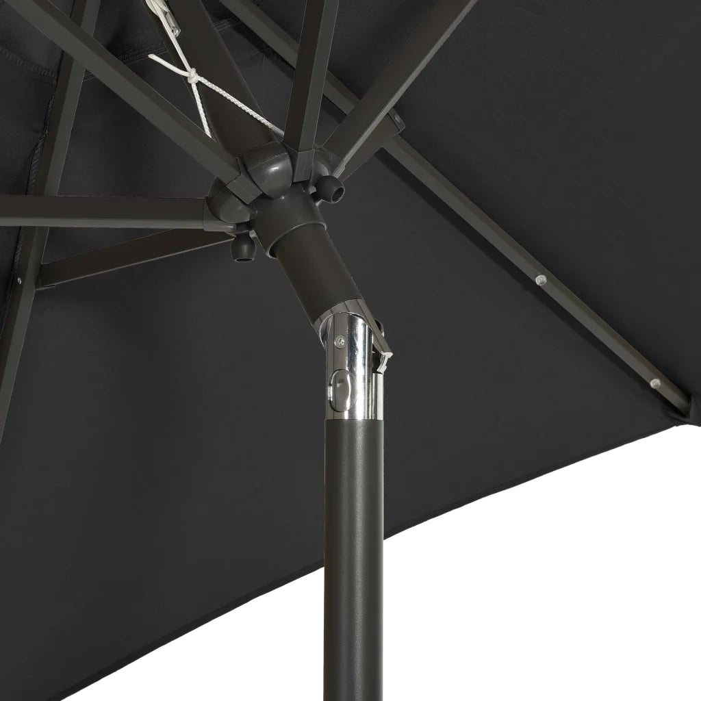 Ombrellone da Giardino con Luci LED Nero 200x211 cm Alluminio 313563