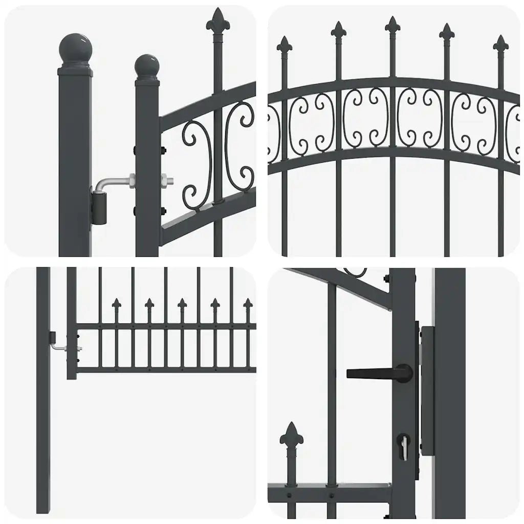 Cancello con Punta a Lancia KAMPEN 103 x 75 cm Acciaio Grigio CFW4598436