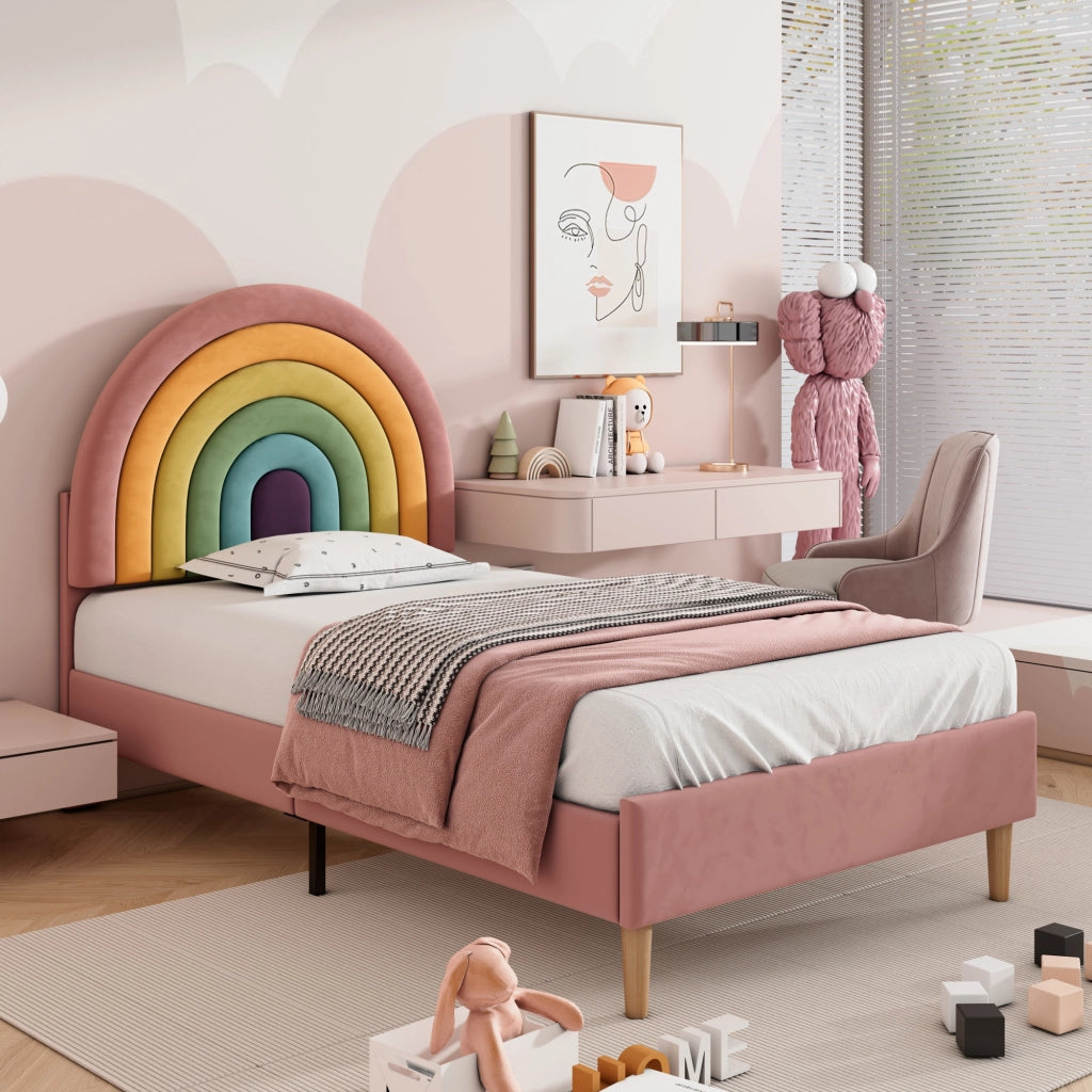 letto imbottito velluto rosa 90 x 200 cm