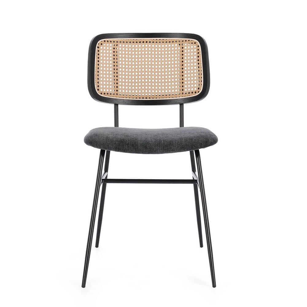 Set di 2 Sedie con Seduta Imbottita e Schienale Effetto Rattan - VIVIANA