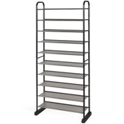 Scarpiera a 10 ripiani rimovibili con struttura in metallo-Organizzatore per scarpe da 50 paia Nero 66x29x152cm