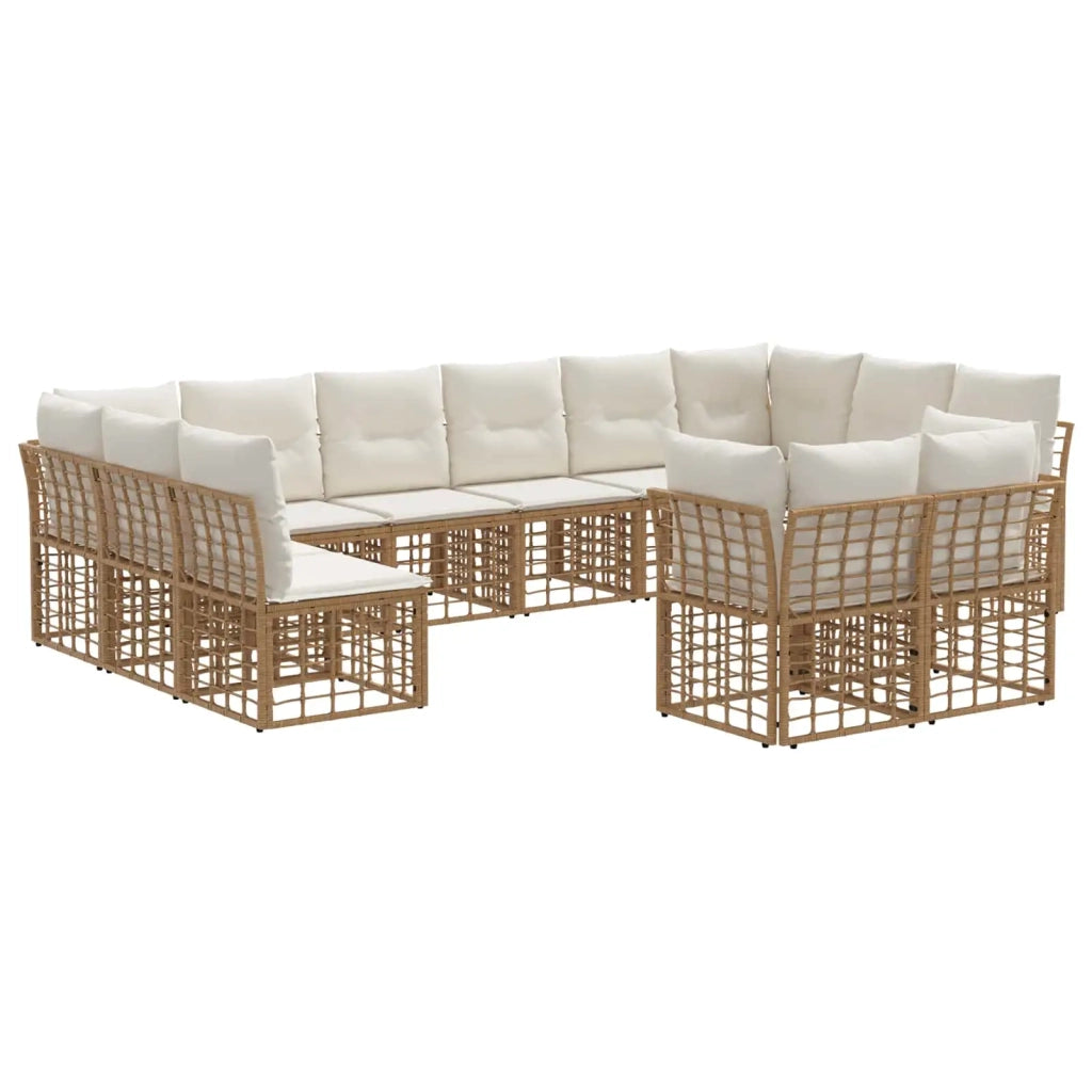 Set di divani da esterno Naturale e Bianco Crema Poliestere 3437590