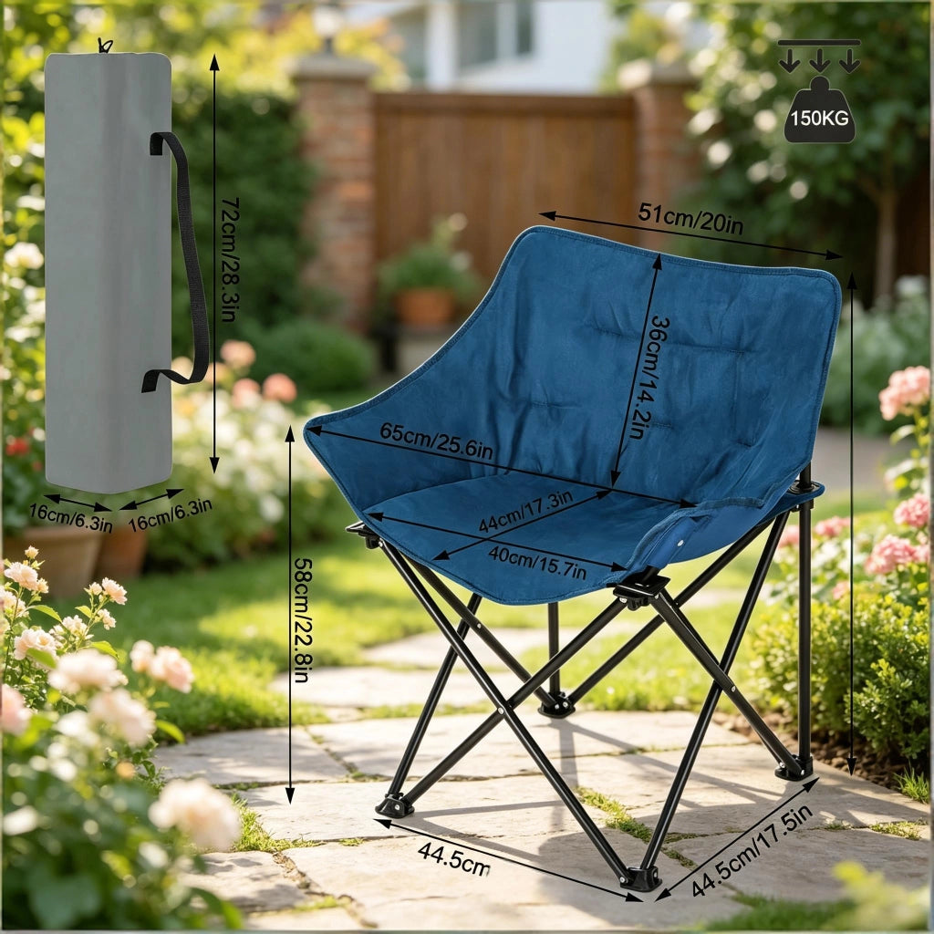 SEDIA Pieghevole Imbottita 65 x 73,5 x 44,5 cm Nero/Blu