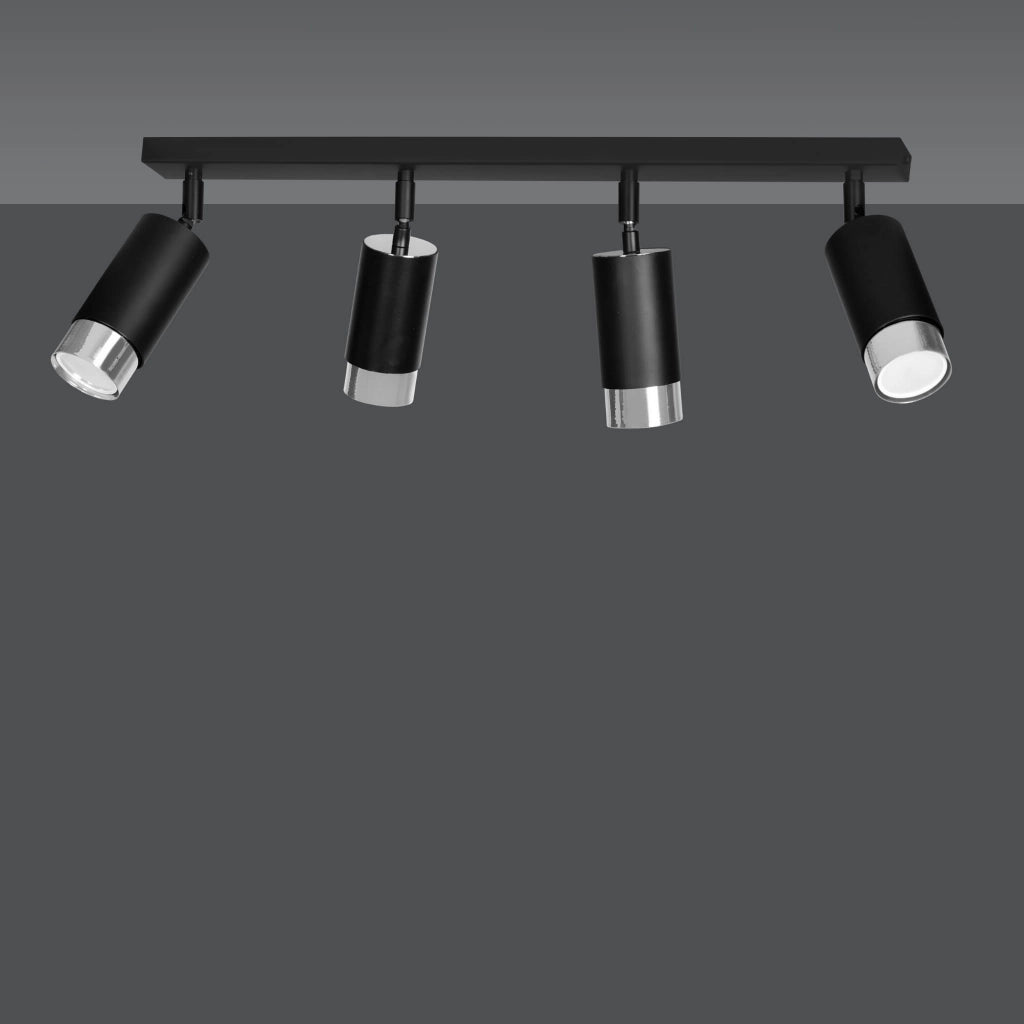 Plafoniera Emibig HIRO 4 faretti GU10 nero/cromo 60cm