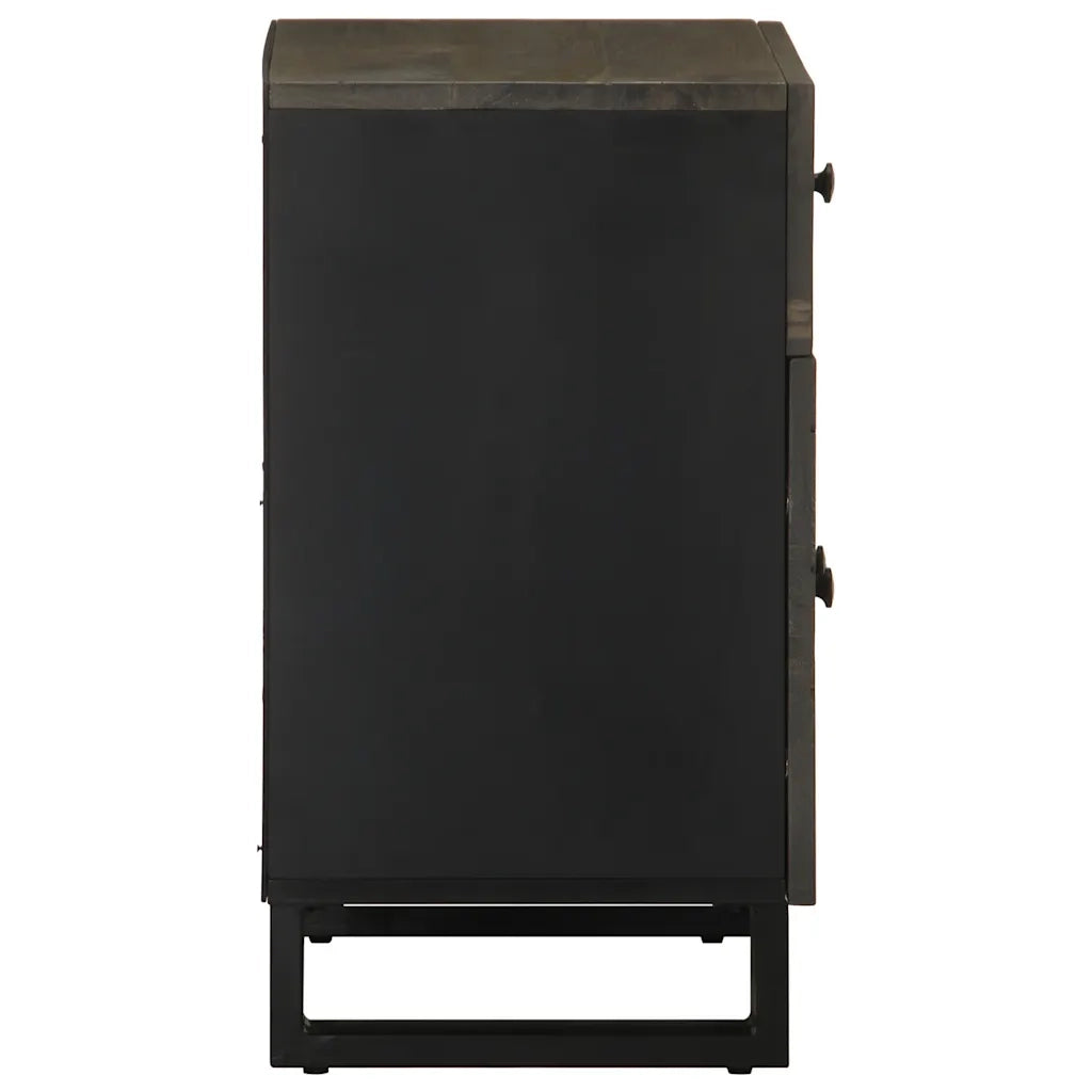 Comodino Nero 50x33x60 cm in Legno Massello di Mango 4017695