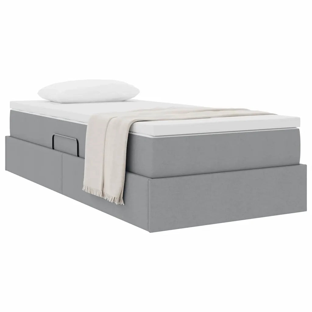 Letto con contenitore e materasso Grigio chiaro 90 x 190 cm