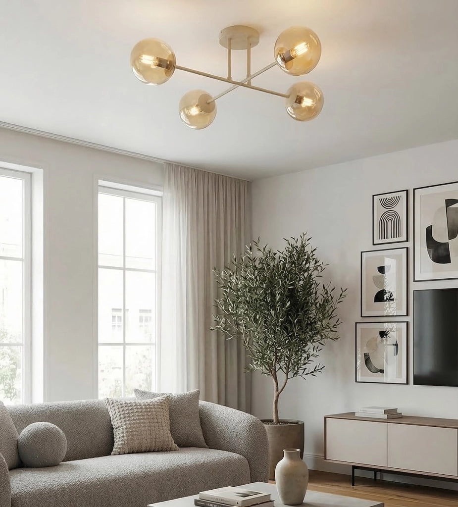 Lampada soffitto ROMA 4xE14 beige vetro Emibig
