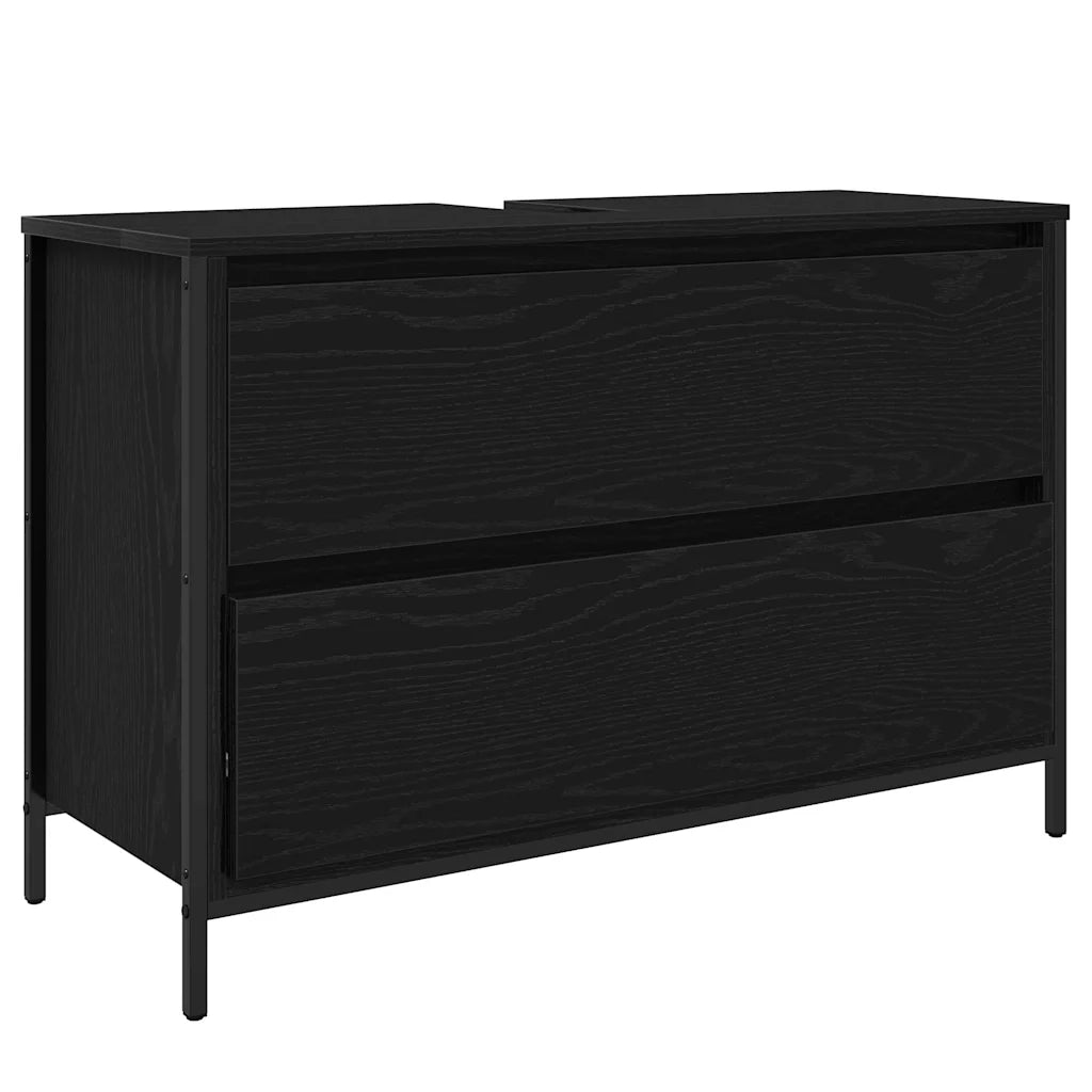 Set di mobili per il Bagno | Armadio da bagno 3 pz Rovere Nero Legno multistrato