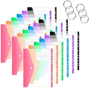 Set di 18 cartelle A4 per documenti, archiviazione, buste trasparenti A4 con 11 bordi a galetto, chiusura con bottone e spazio per etichetta per l'organizzazione dei documenti - 6 colori