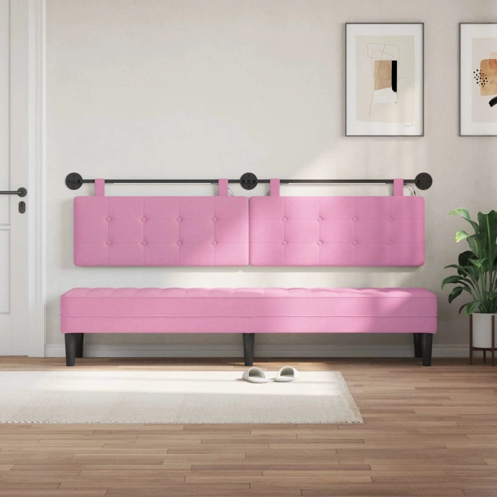 Testiera sospesa Con luce LED Rosa Tessuto 3424502