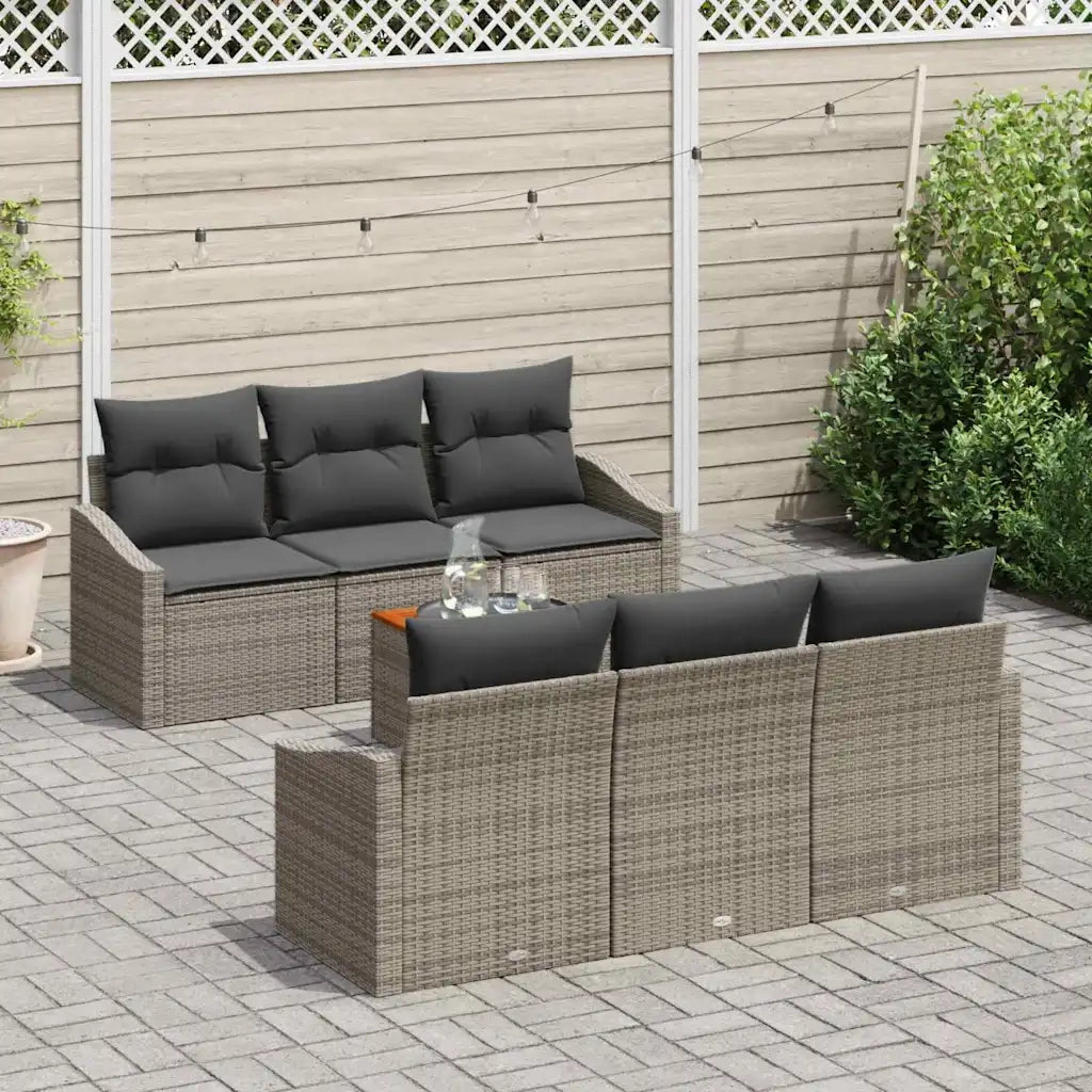 Set Divano da Giardino con cuscino 7 pcs Grigio polyrattan
