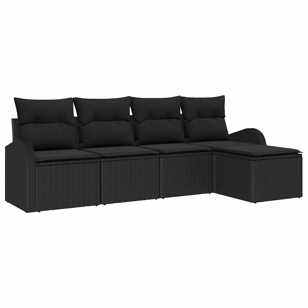 Set Divano da Giardino 5 pcs Nero polyrattan 3346003