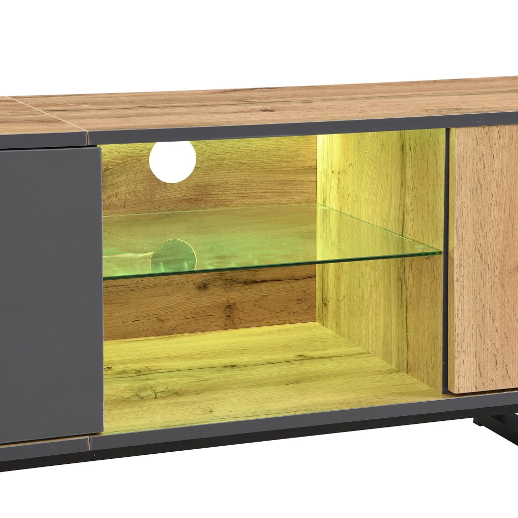 Lowboard TV naturale in truciolato lunghezza 190 cm