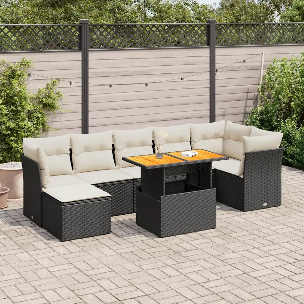 Set Divani da Giardino con Cuscini 8 pz Nero in Polyrattan 3326954