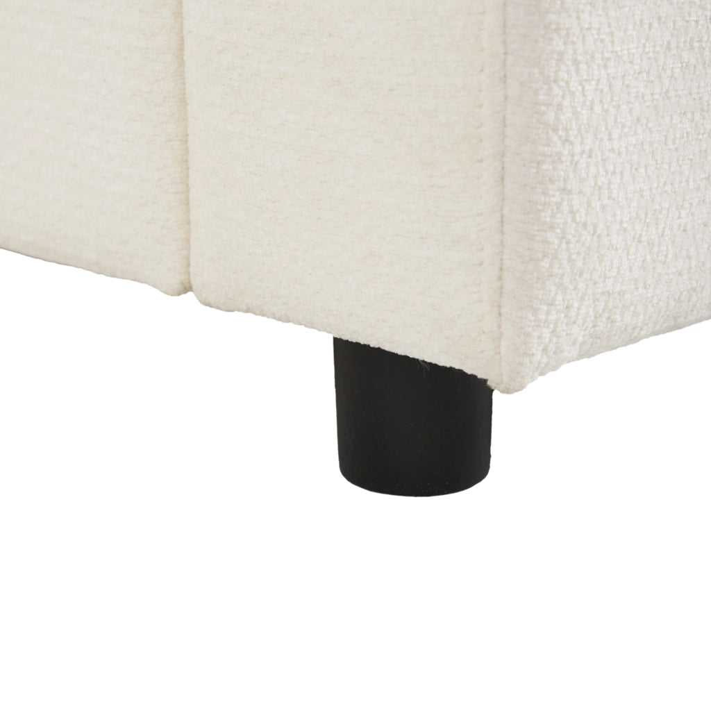 Divano angolare convertibile con contenitore portabicchieri USB e 4 cuscini in chenille beige 206,5 × 141 × 86 cm