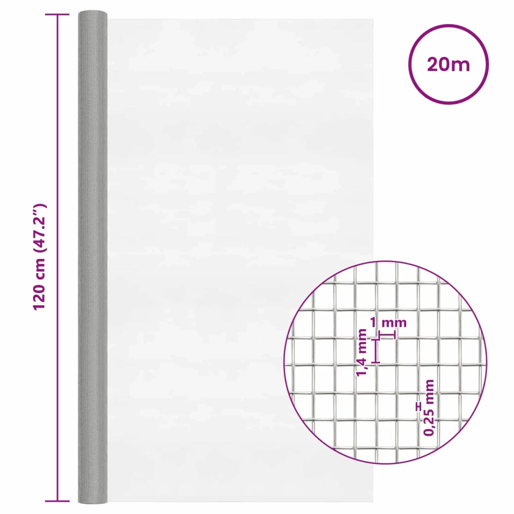 Rete per schermatura 120 x 2000 cm 18 Mesh Argento 42039607
