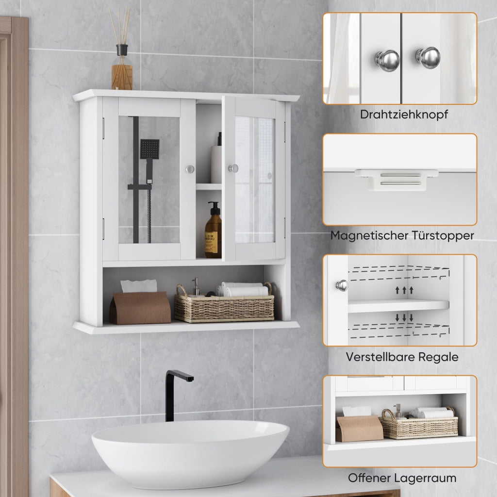 ARMADIO DA BAGNO con specchio 54,6 x 19,8 x 60 cm Bianco MDF