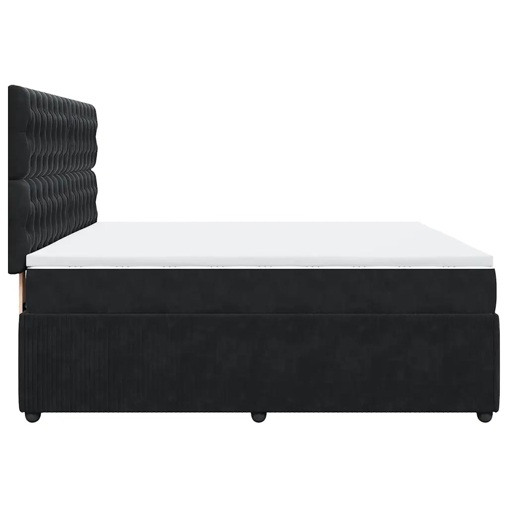 Giroletto a Molle con Materasso Nero 180x200 cm in Velluto