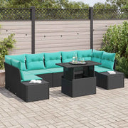 Set Divano da Giardino 8 pz 7-Numero di posti Nero e Blu 3349142