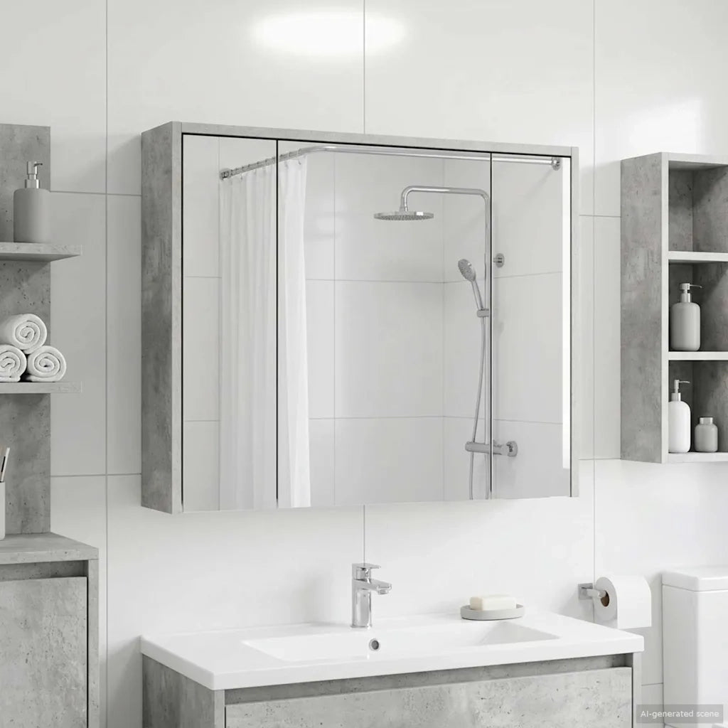 Mobiletto per specchio da Bagno | Armadio da bagno Grigio cemento