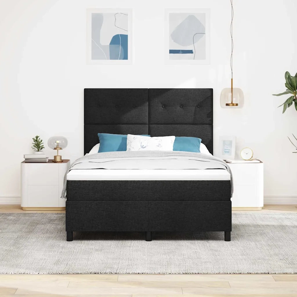 Letto a molle con materasso con led Nero 160 x 200 cm Tessuto 3342881
