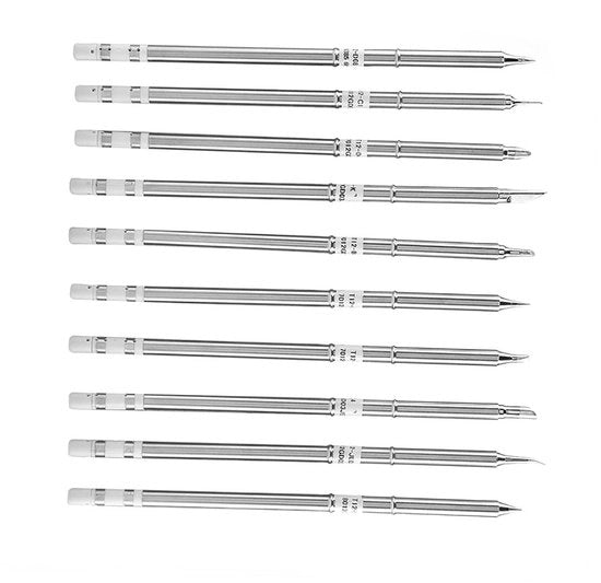 Serie T12 soldeerbouttips sostitutivi resistenti al calore - 10 pezzi - ideali per lavori di saldatura - compatibili con FX-951 - duraturi e resistenti.