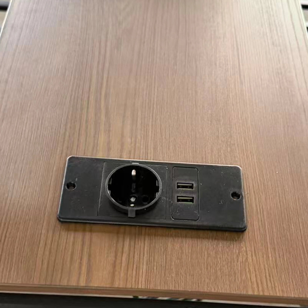 Letto a castello 90x200 cm - Zephmum- 3 posti, LED, scrivania, scaffale, USB, nero