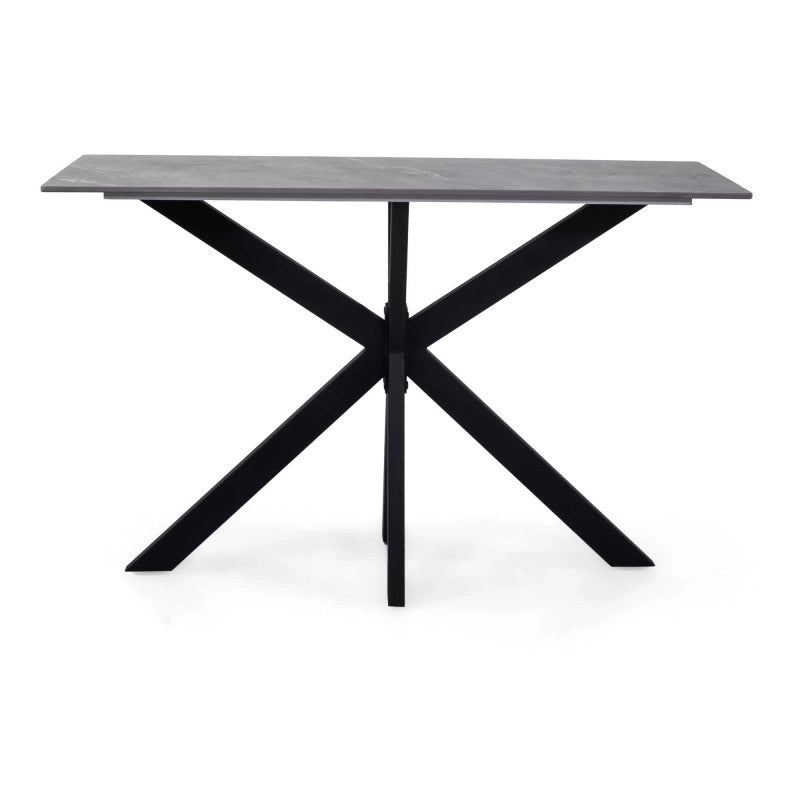 Consolle Metallo Top Pietra Sinterizzata Grigio Cm 120x45x76