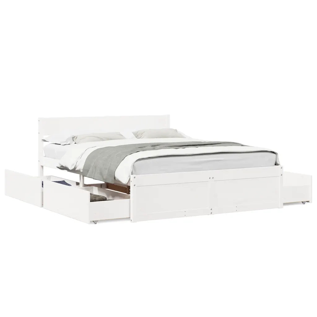 Letto senza Materasso-Struttura Letto Bianco 140x200 cm Legno Massello di Pino 197036