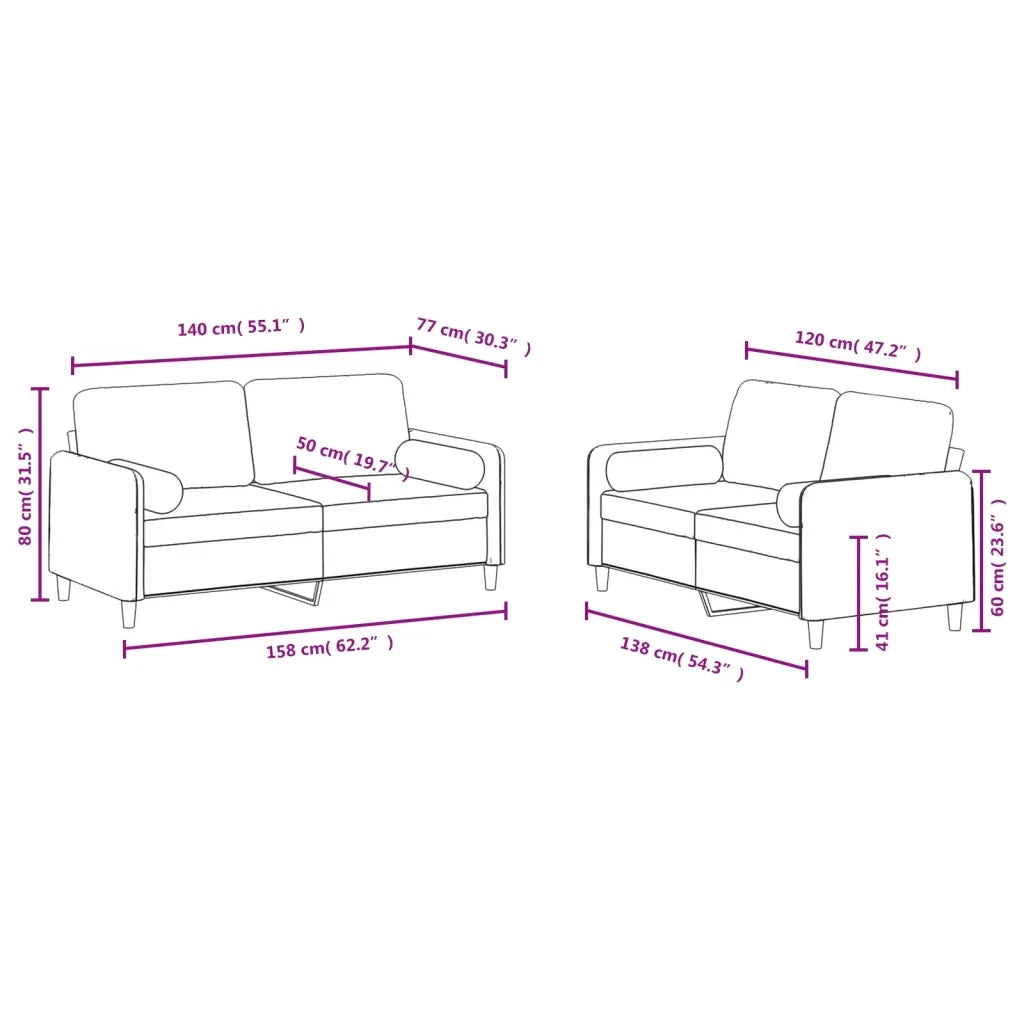Set di Divani 2 pz con Cuscini Grigio Scuro in Velluto 3201995