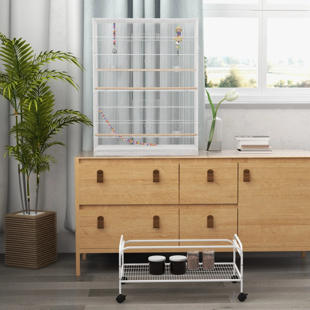 Gabbia per uccelli con ruote ¨C zephmum ¨C 79x49x133 cm bianco