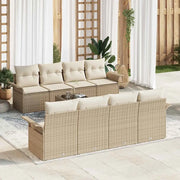 Set Divano da Giardino 9 pcs Beige e Crema polyrattan