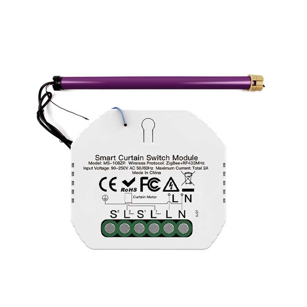 Modulo Tapparelle ZigBee 3.0 + RF 433MHz, TUYA, Smart Life, 2A, AC 90-250V, 50/60HZ, 500W, 52X47X18mm, IP20, SHZ108ZR
