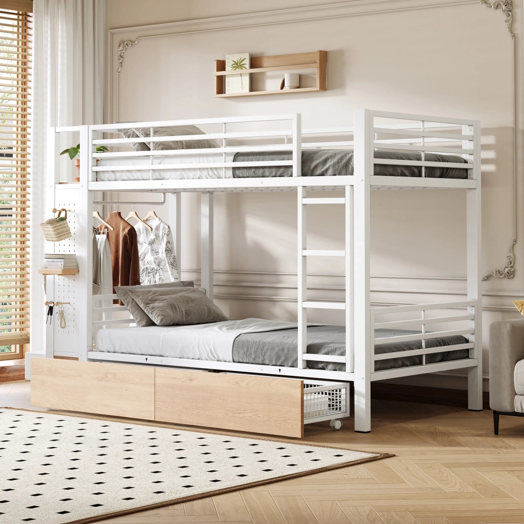 letto a castello mdf metallo bianco 90 x 200 cm