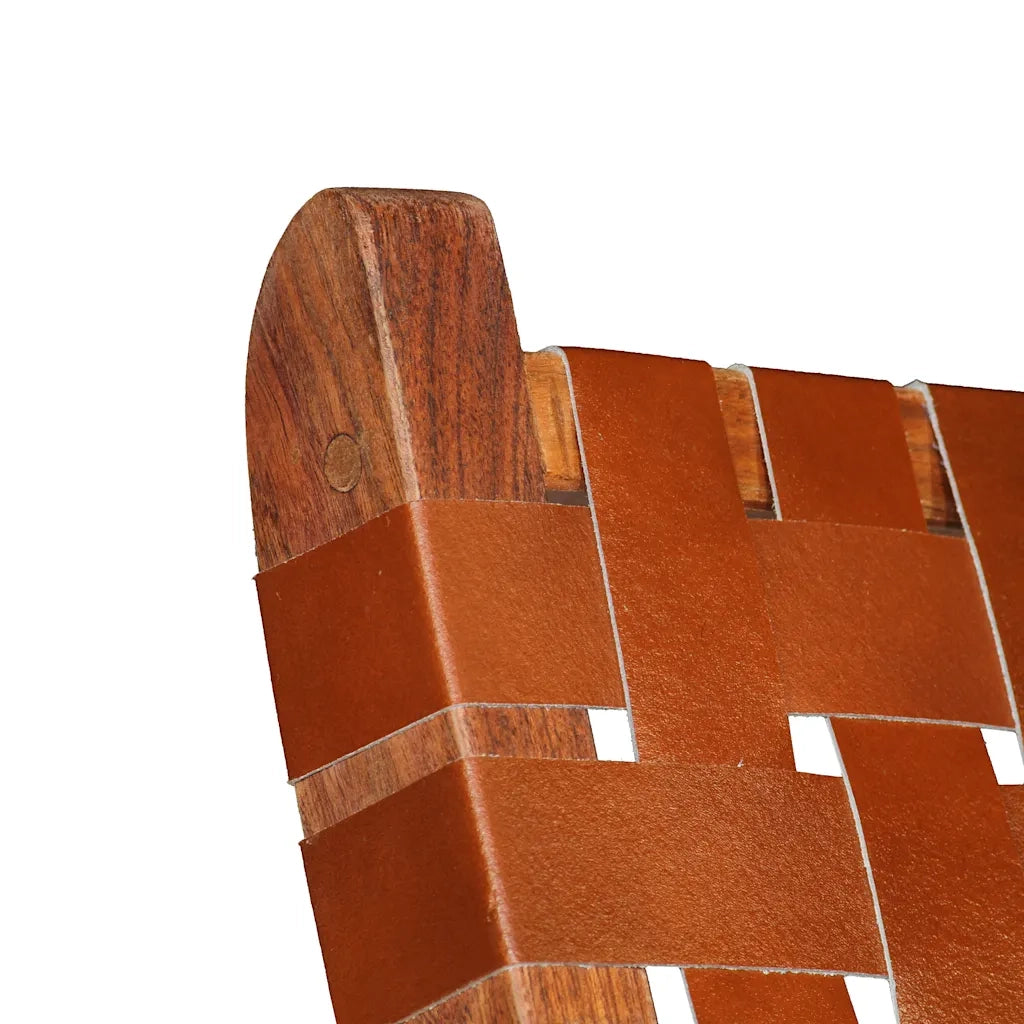 Sedia Pieghevole a Strisce Incrociate Marrone in Vera Pelle 246365