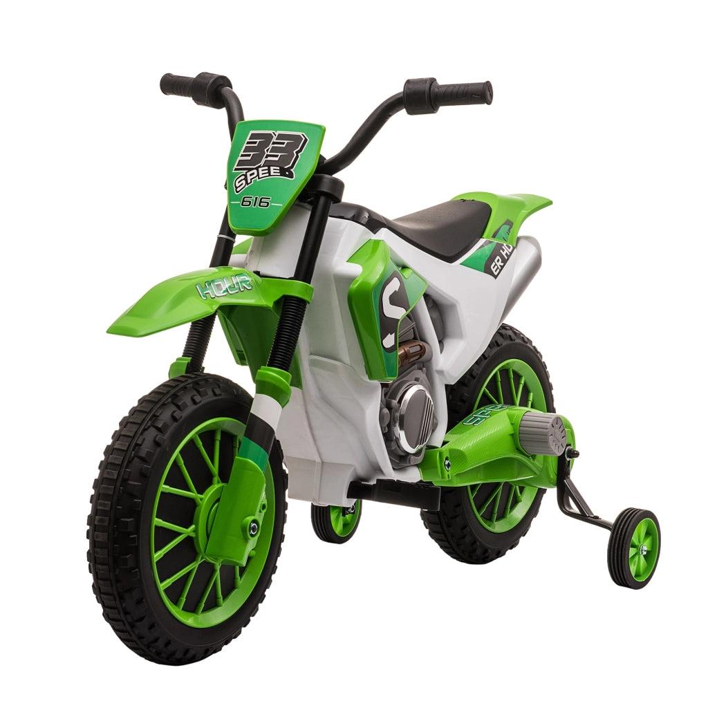 EasyComfort Moto da Cross Elettrica per Bambini con Rotelle, in PP e Metallo, 106.5x51.5x68 cm, Verde
