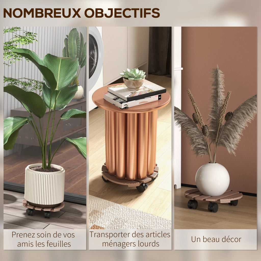 Set 4 Supporti Rotondi ?30 cm per Piante con Ruote ¨C Xylo ¨C Interno ed Esterno